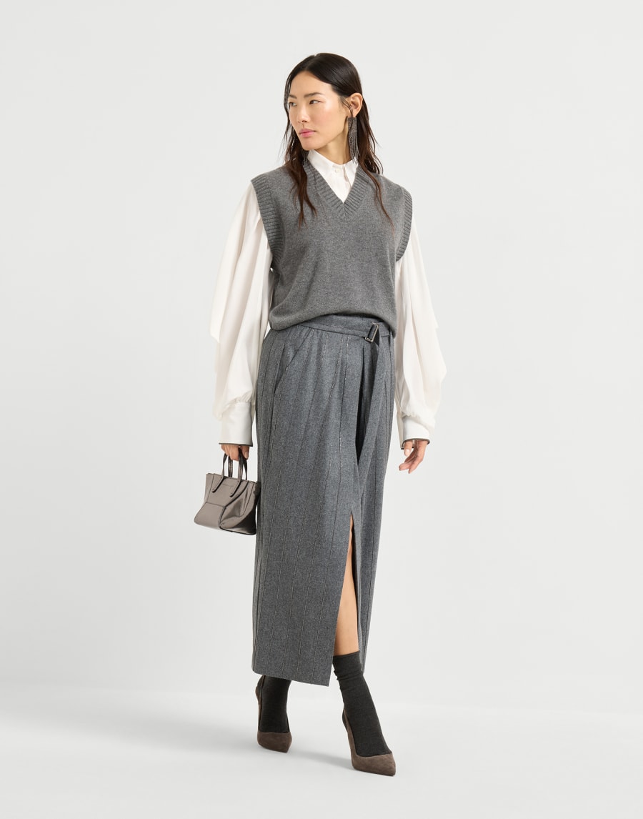 Strickweste aus Kaschmir Blei Damen - Brunello Cucinelli