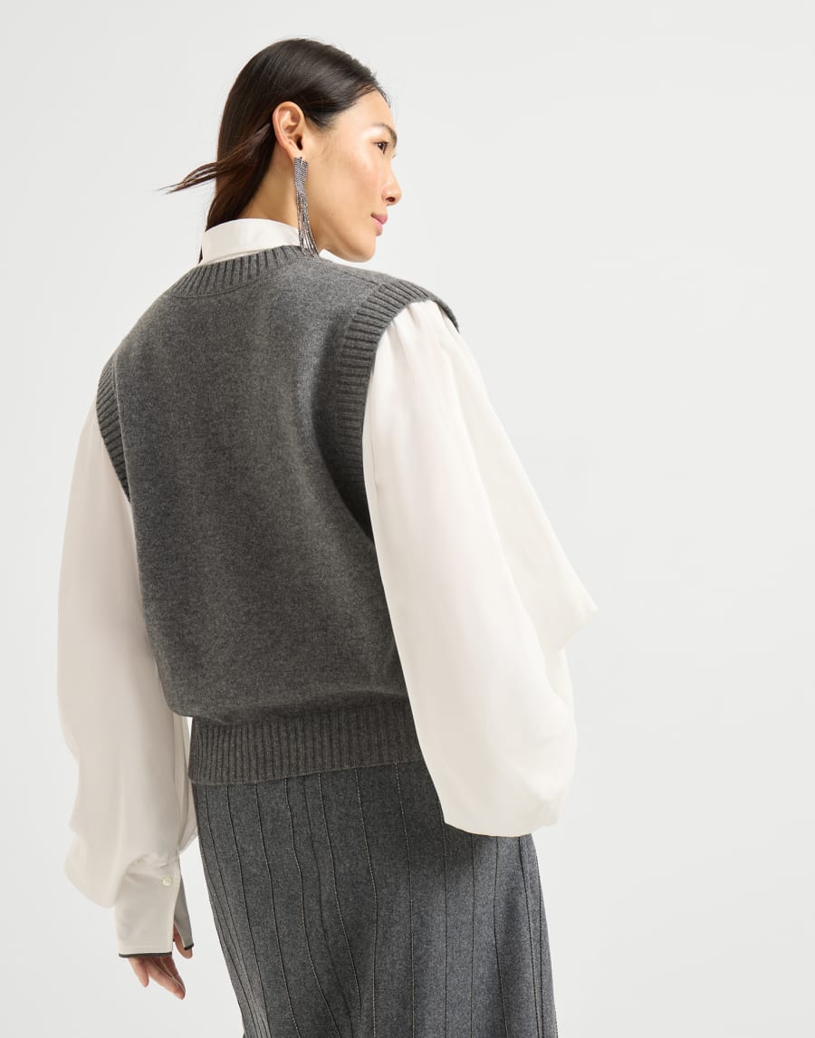 Strickweste aus Kaschmir Blei Damen - Brunello Cucinelli