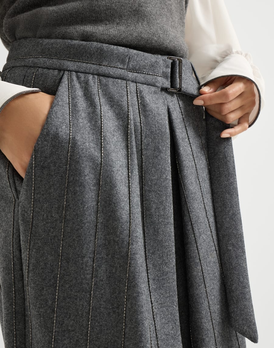 Falda Sartorial Wrap Gris Oscuro Mujer - Brunello Cucinelli
