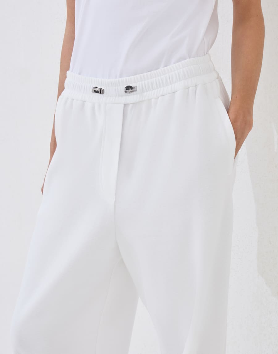 Pique Track trousers White Woman - Brunello Cucinelli