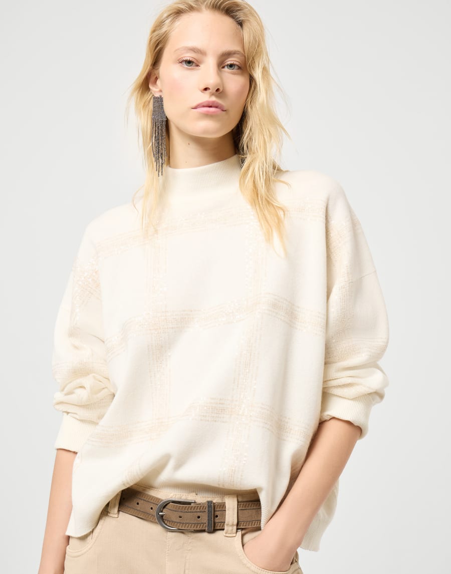 Sweater with Dazzling Embroidery Panama Woman - Brunello Cucinelli