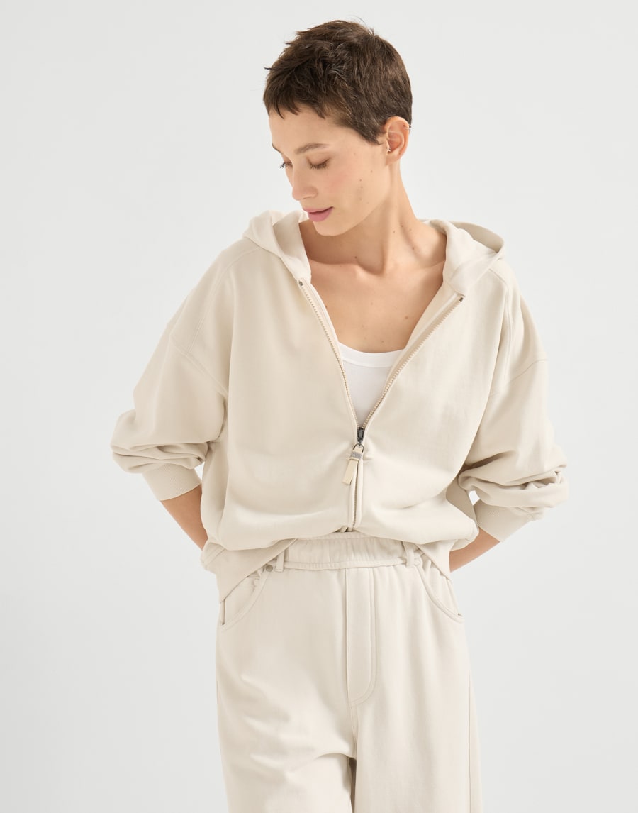 Topwear in felpa Smooth di cotone Latte Donna - Brunello Cucinelli
