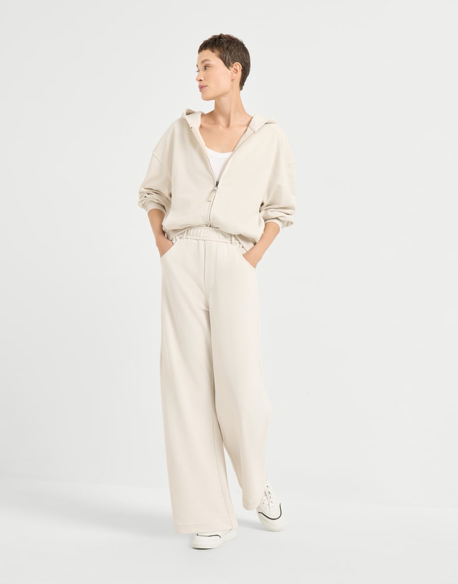 Smooth cotton French terry sweatshirt Milk Woman - Brunello Cucinelli