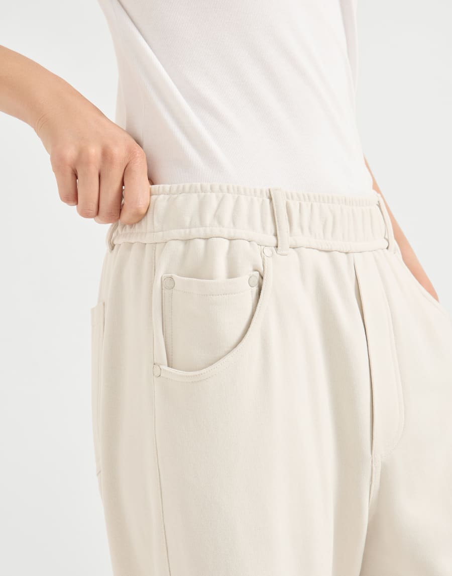 Smooth French terry trousers Milk Woman - Brunello Cucinelli