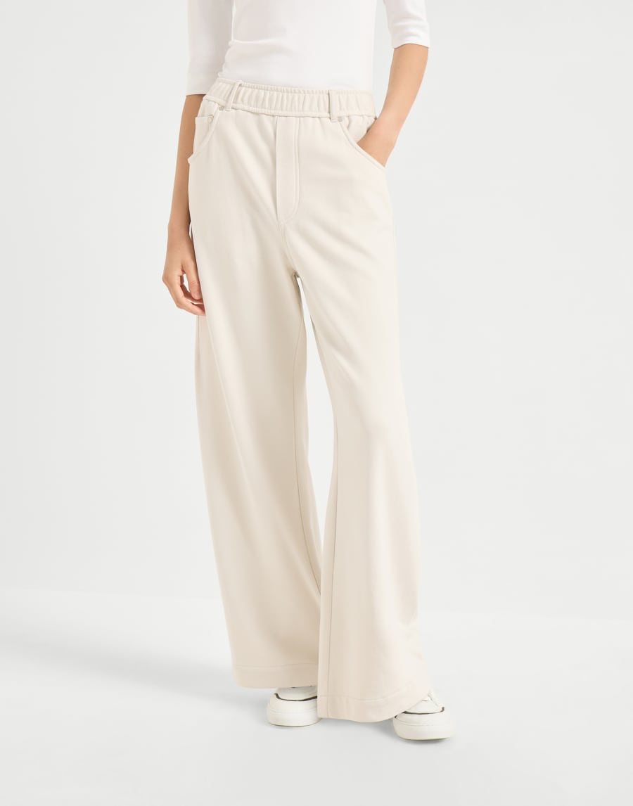 Smooth French terry trousers Milk Woman - Brunello Cucinelli