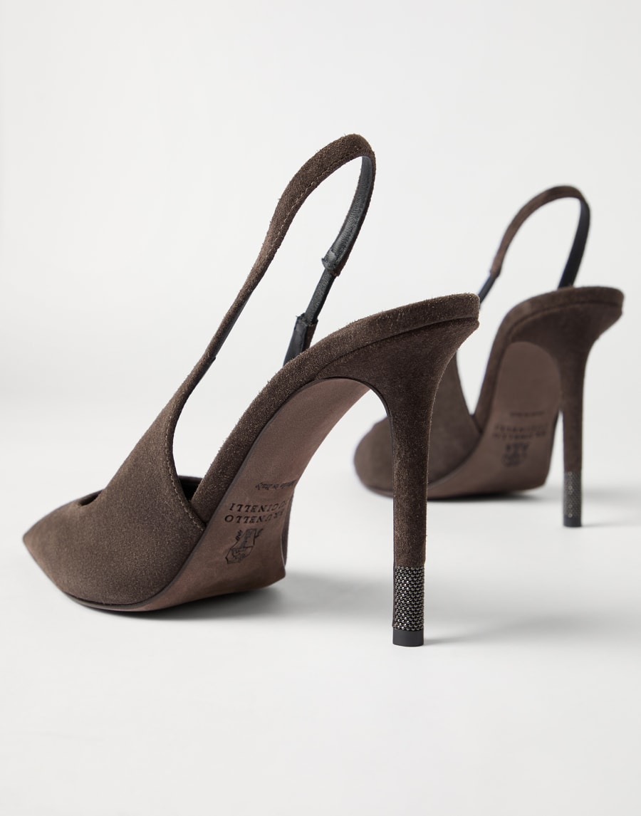Zapatos de tacón en piel de ante Marrón Oscuro Mujer - Brunello Cucinelli