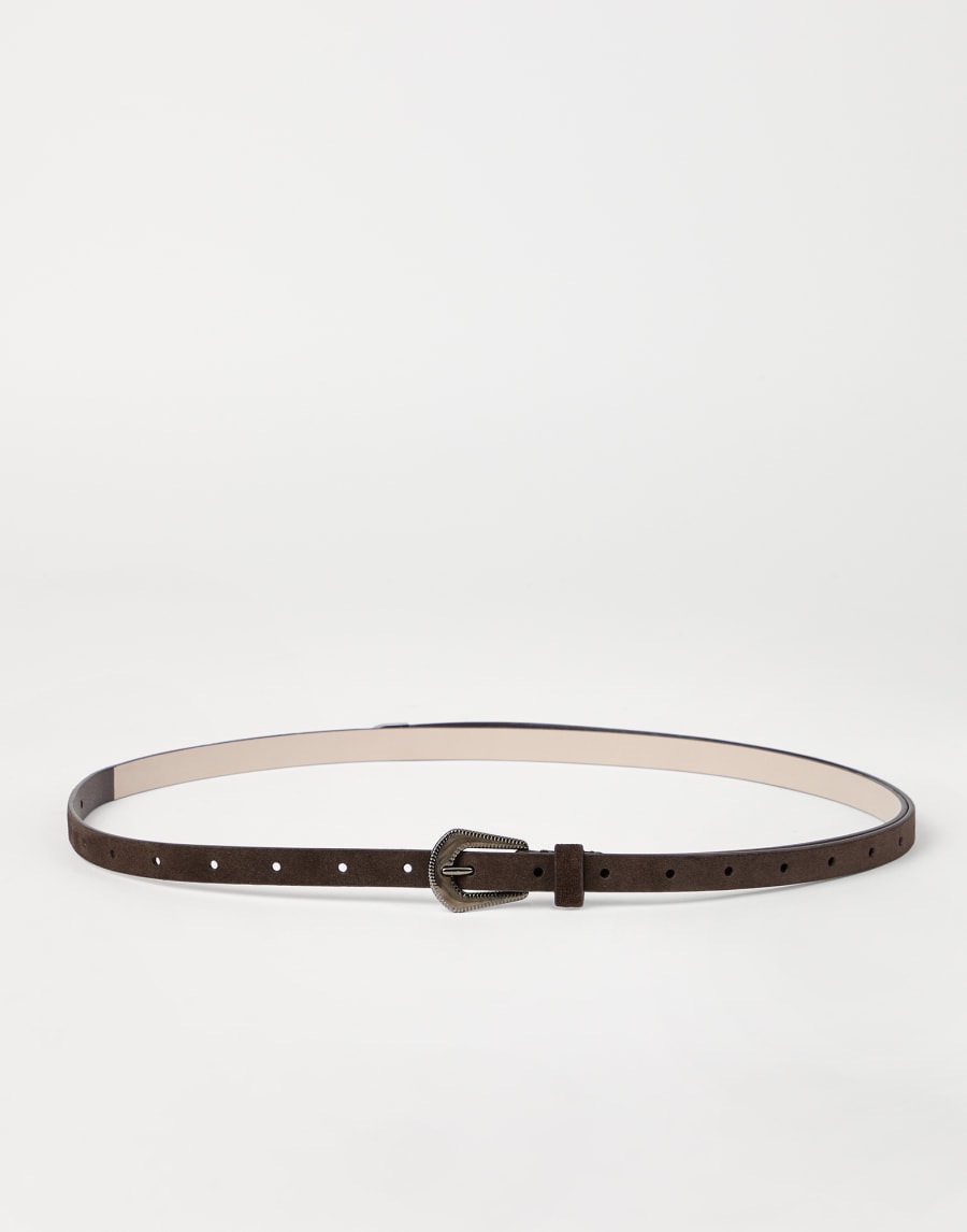 Suede slim western belt Pine Cone Brown Woman - Brunello Cucinelli