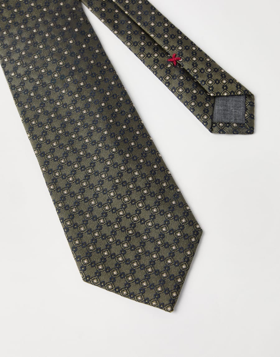 Necktie with jacquard pattern Khaki Man - Brunello Cucinelli