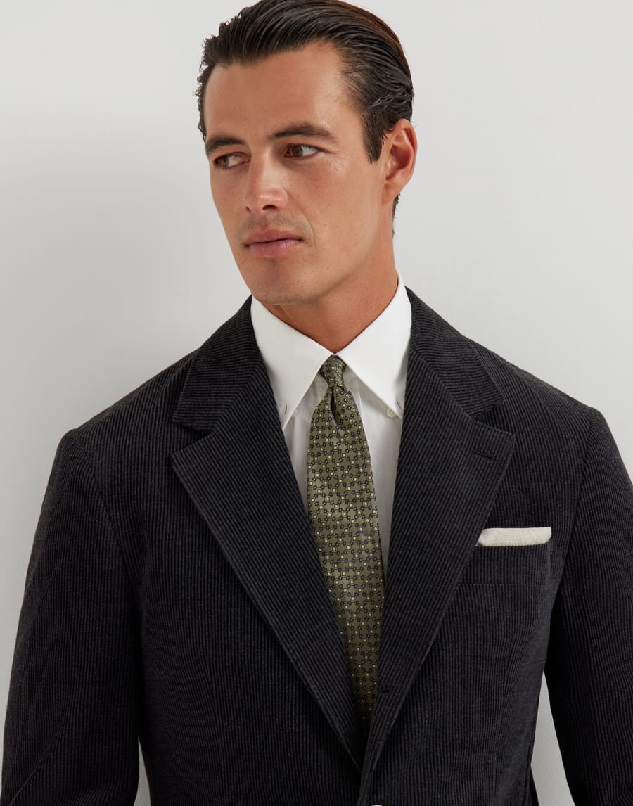 Necktie with jacquard pattern Khaki Man - Brunello Cucinelli