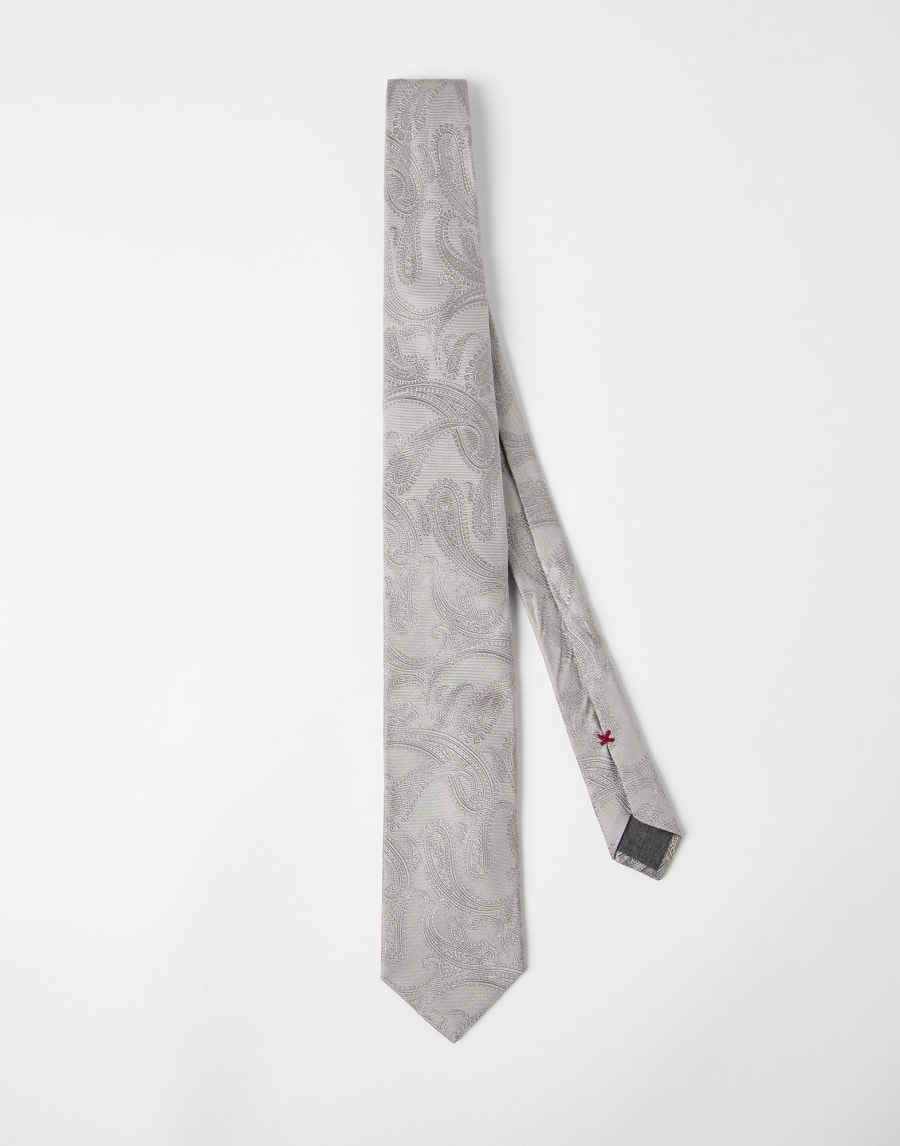Corbata de seda con estampado Gris Perla Hombre - Brunello Cucinelli
