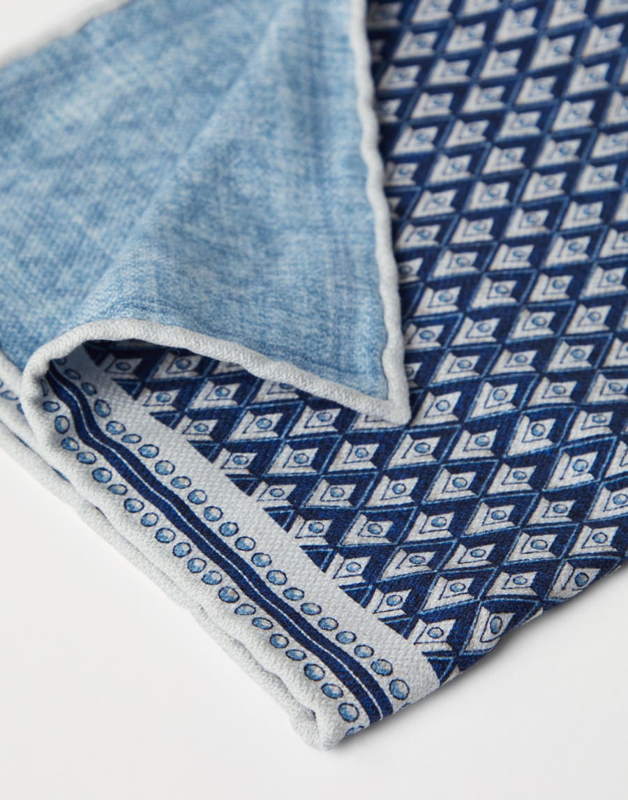 Silk pocket square Navy Blue Man - Brunello Cucinelli