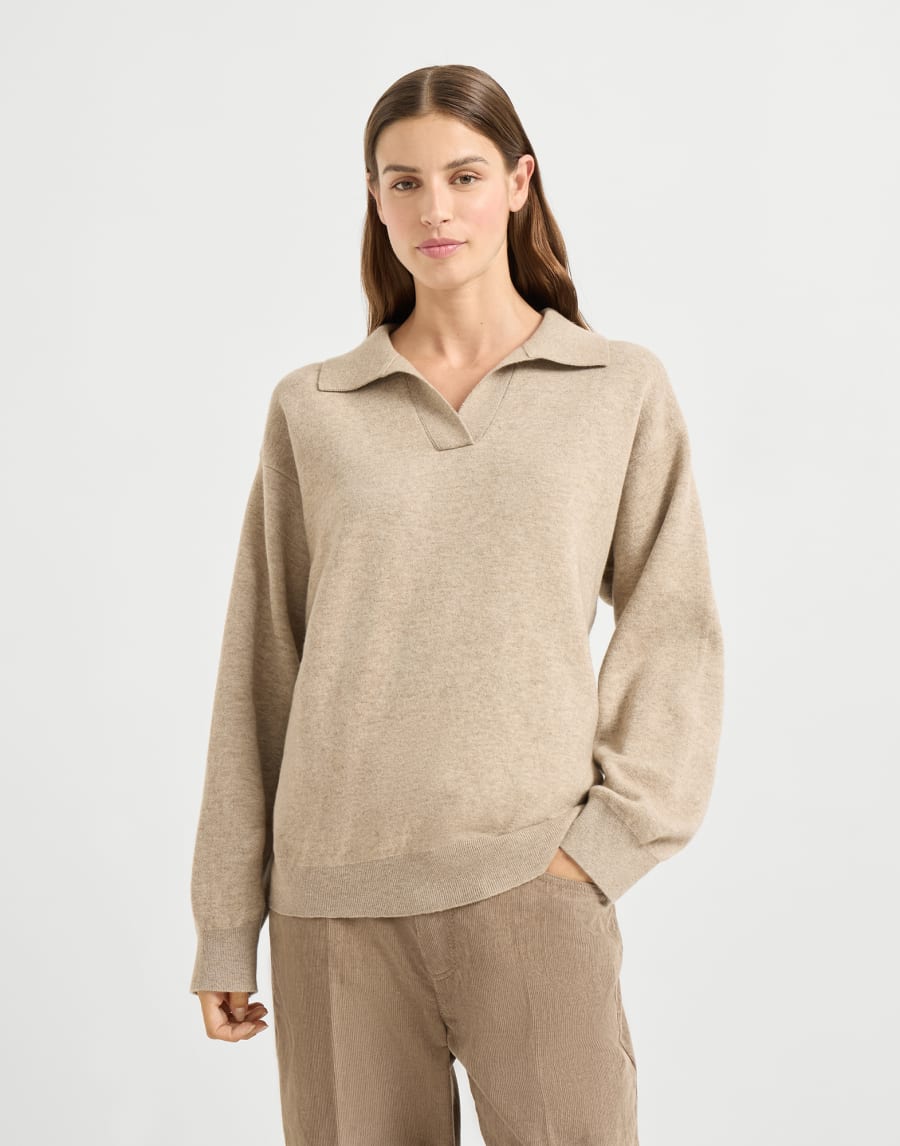 カシミヤ ダブルニット ポロシャツ ビスケット レディース - Brunello Cucinelli