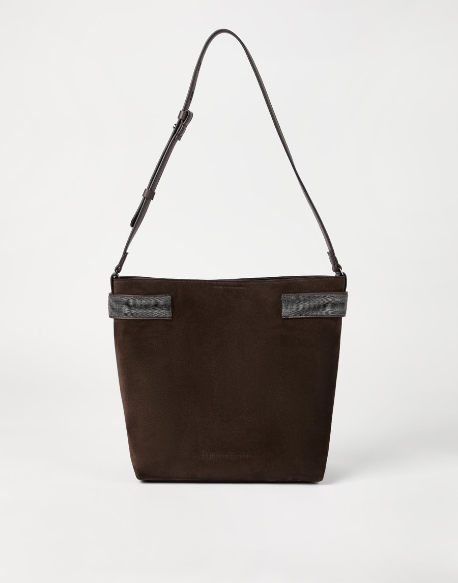 Suede Essence bucket bag Pine Cone Brown Woman - Brunello Cucinelli