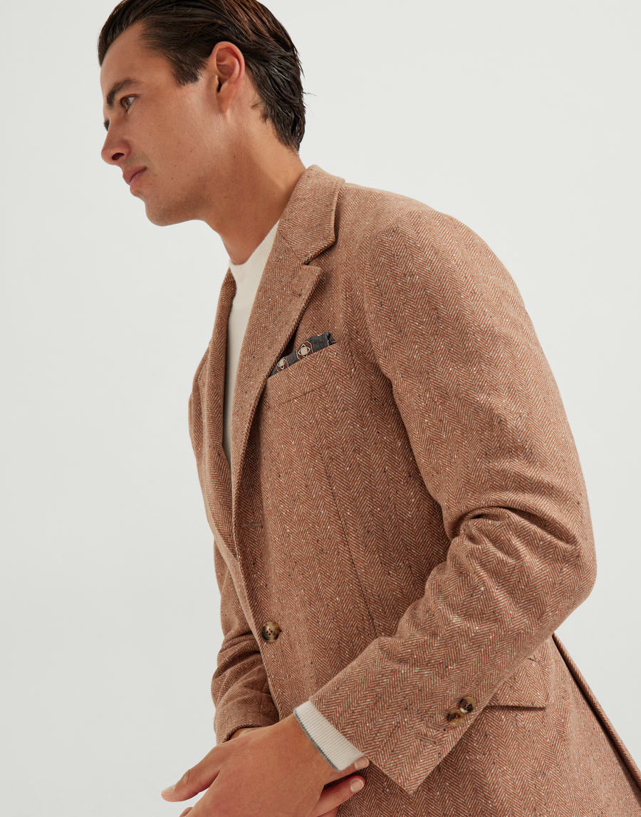 羊绒混纺西装 浅棕色 男款 - Brunello Cucinelli