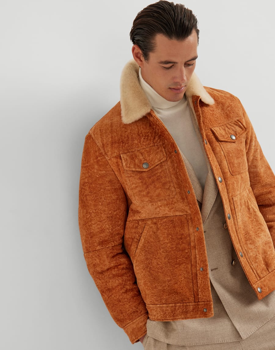Shearling jacket Cognac Man - Brunello Cucinelli