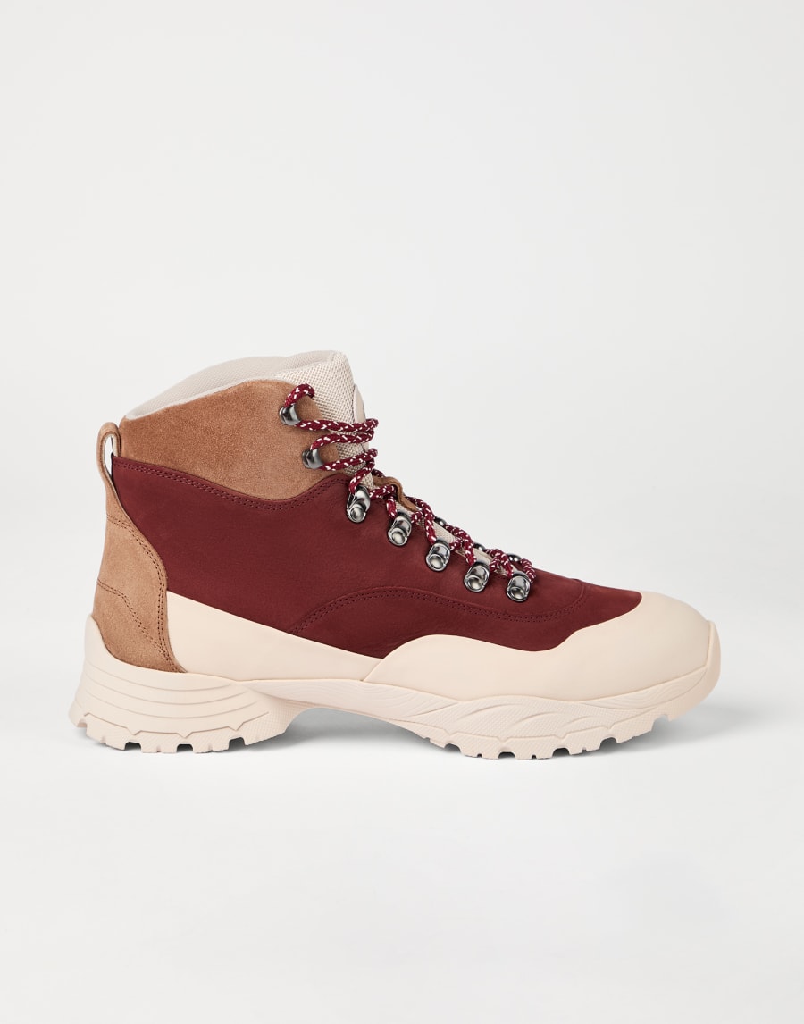 Nubuck and calfskin boots Amaranth Man - Brunello Cucinelli