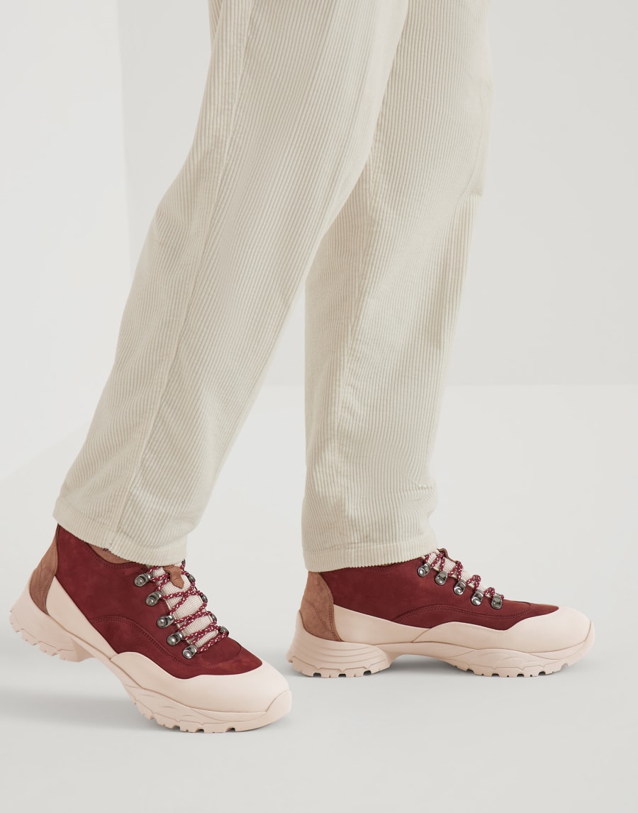 Nubuck and calfskin boots Amaranth Man - Brunello Cucinelli