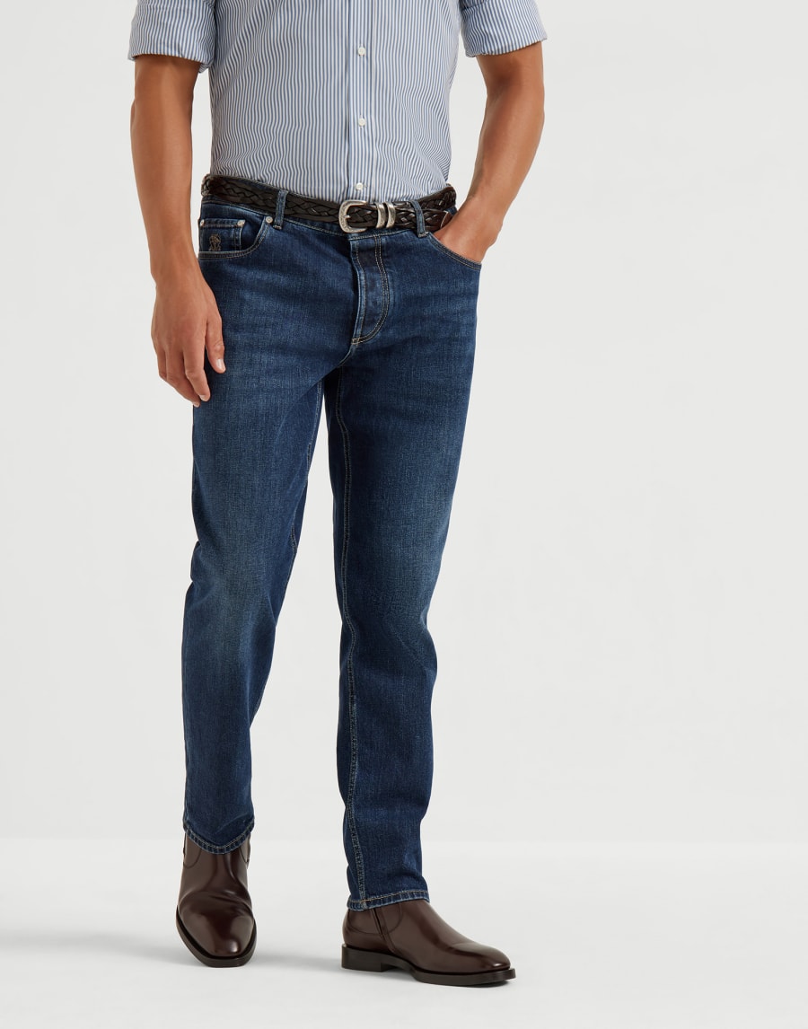 Pantalon cinq poches coupe classique Denim Foncé Homme - Brunello Cucinelli