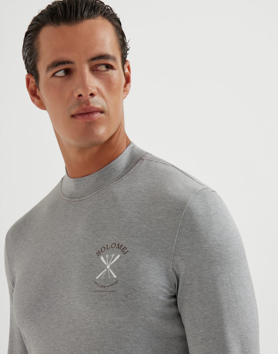 T-Shirt mit Stickerei Mittelgrau Herren - Brunello Cucinelli