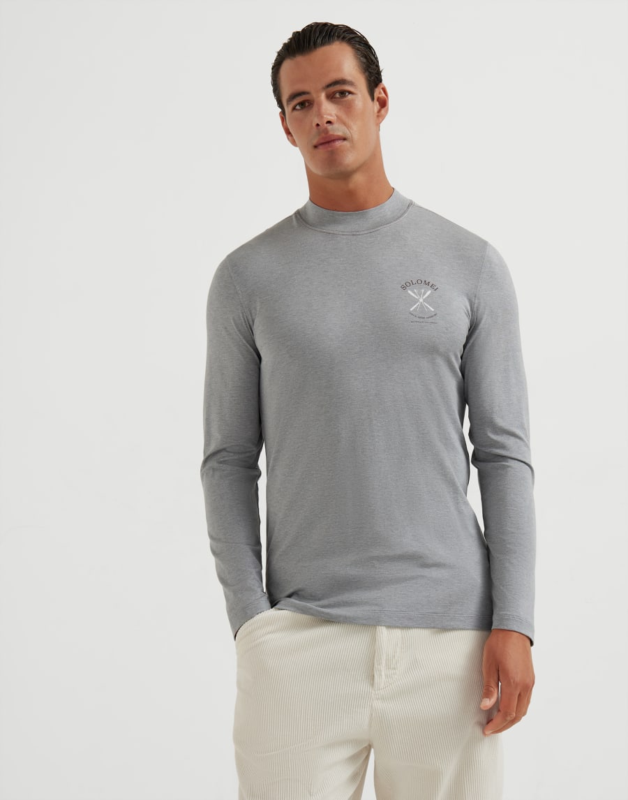 Tee-shirt avec broderie Gris Moyen Homme - Brunello Cucinelli