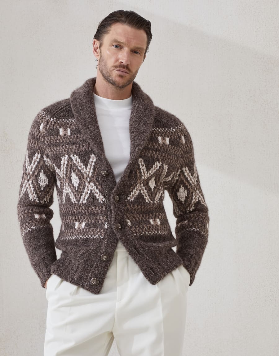 Cardigan con bottoni in metallo Marrone Uomo - Brunello Cucinelli