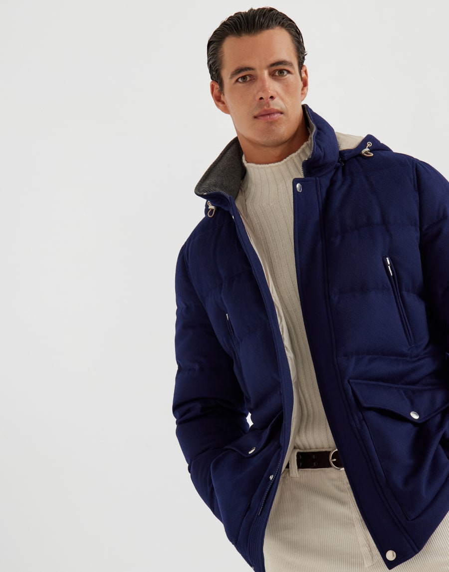羊毛面料羽绒服 靛蓝 男款 - Brunello Cucinelli
