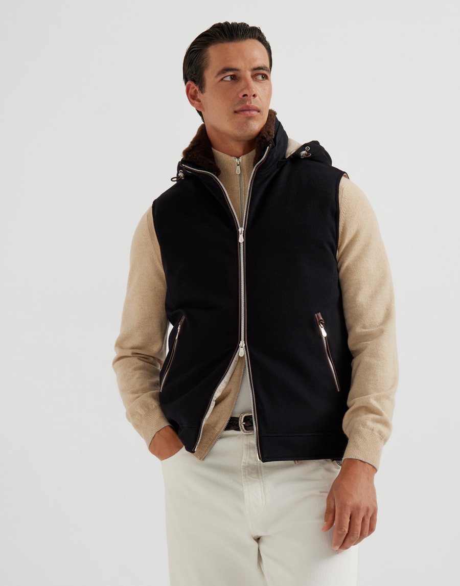 Hooded down vest Black Man - Brunello Cucinelli