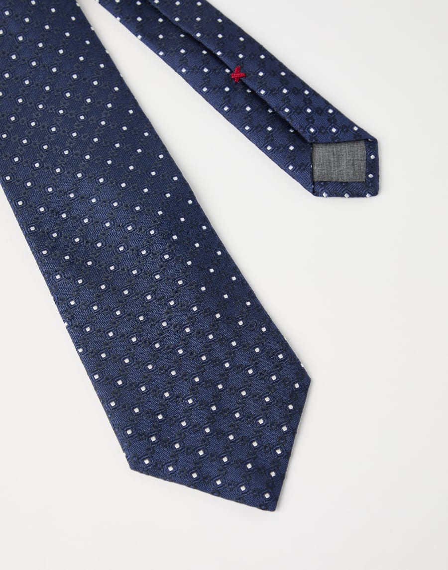Necktie with jacquard pattern Navy Blue Man - Brunello Cucinelli