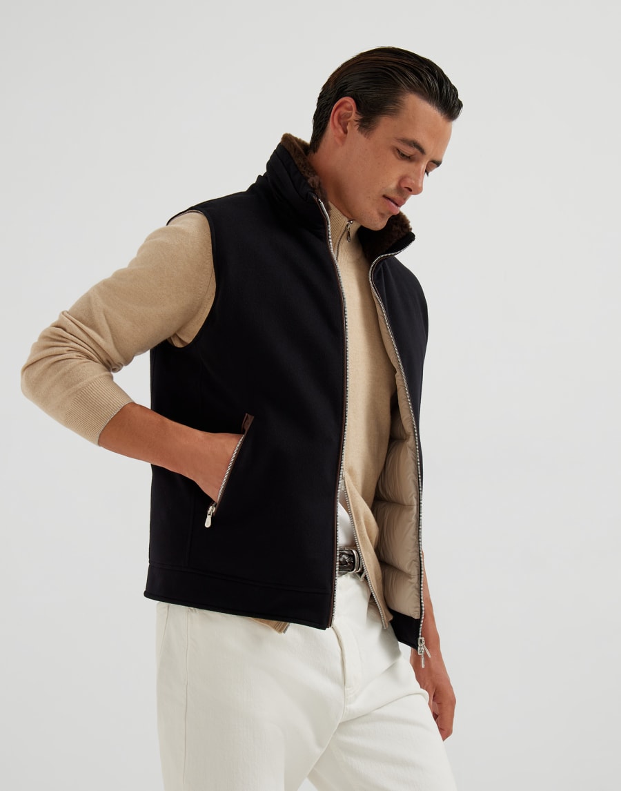 Hooded down vest Black Man - Brunello Cucinelli
