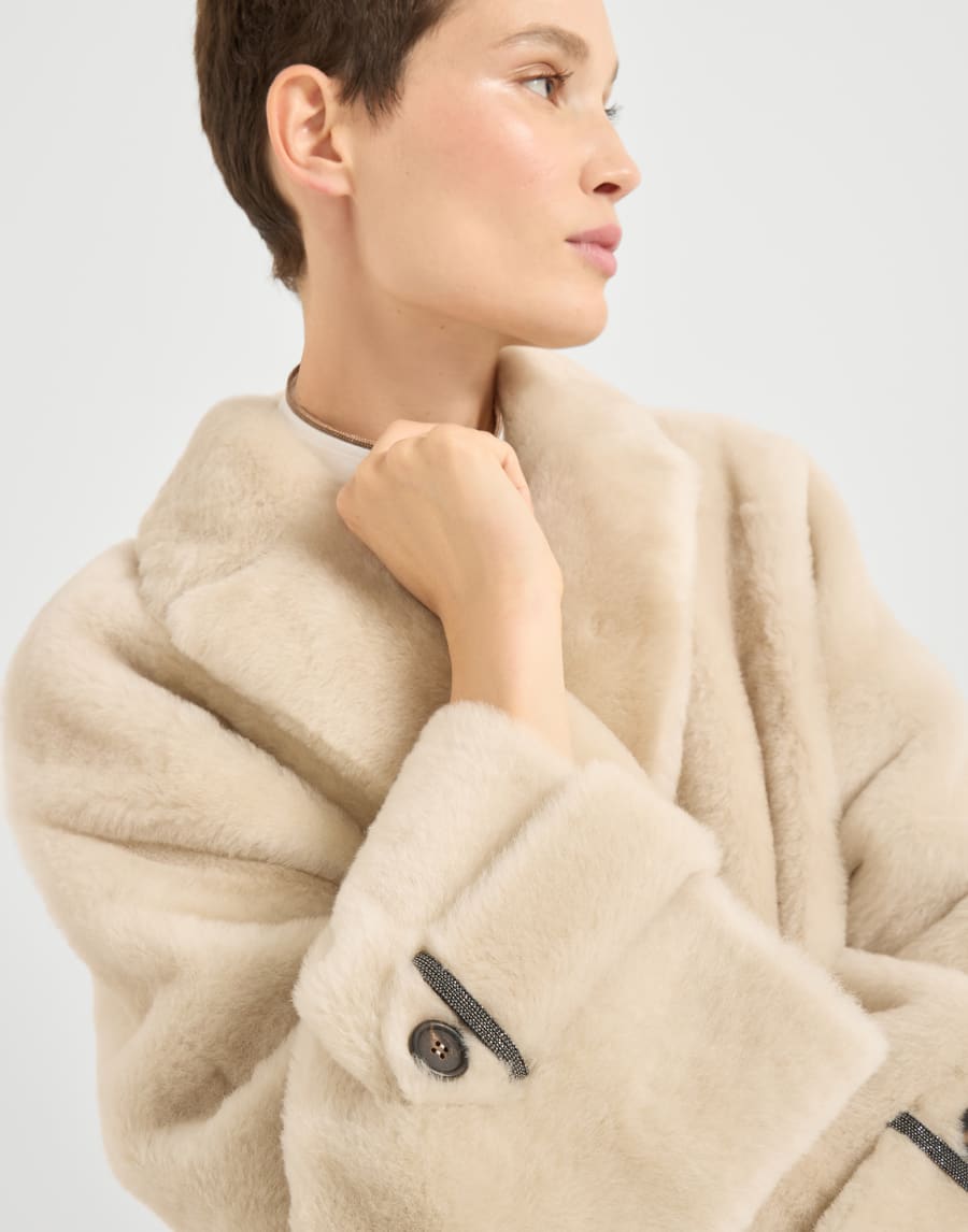 Shearling reversible outerwear Ivory Woman - Brunello Cucinelli