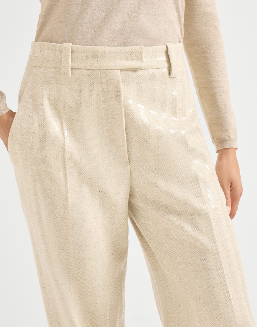 Dazzling chevron trousers Buff Woman - Brunello Cucinelli