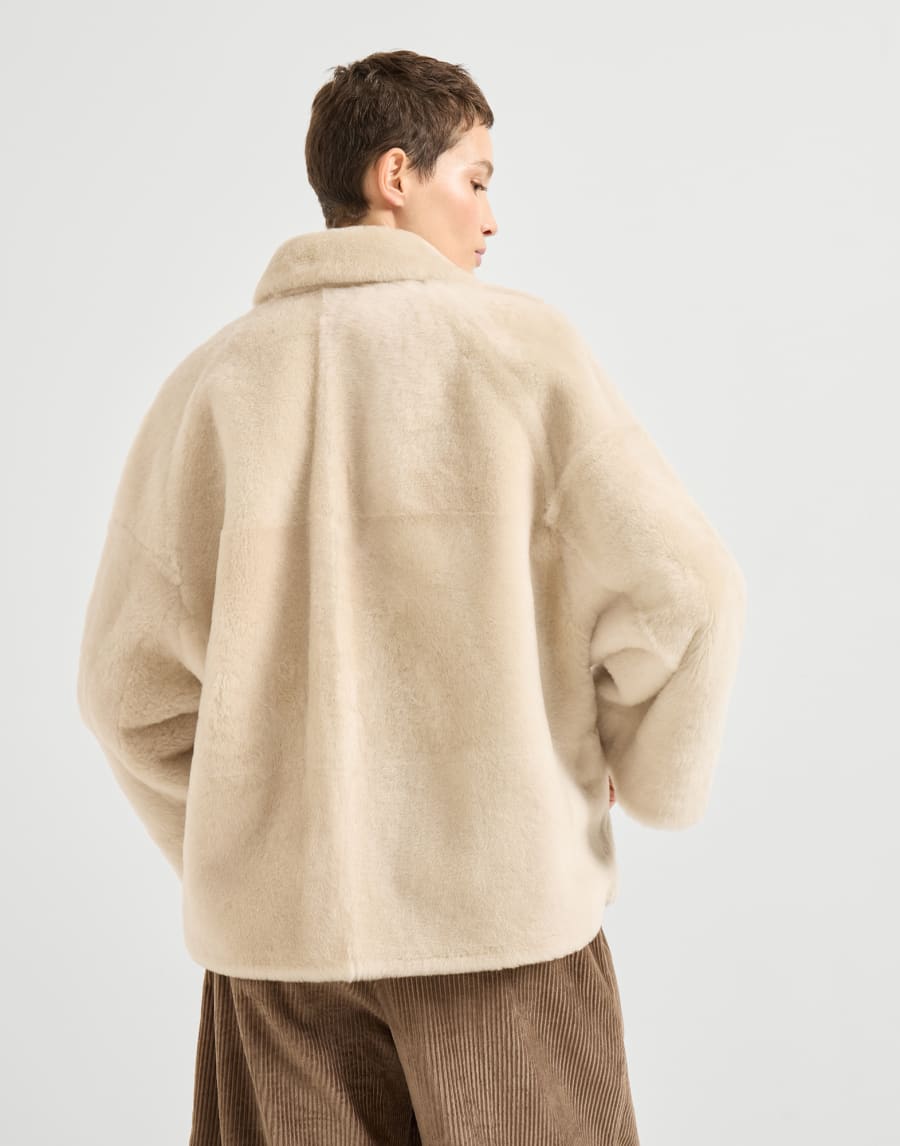 Wendejacke aus Shearling Elfenbein Damen - Brunello Cucinelli