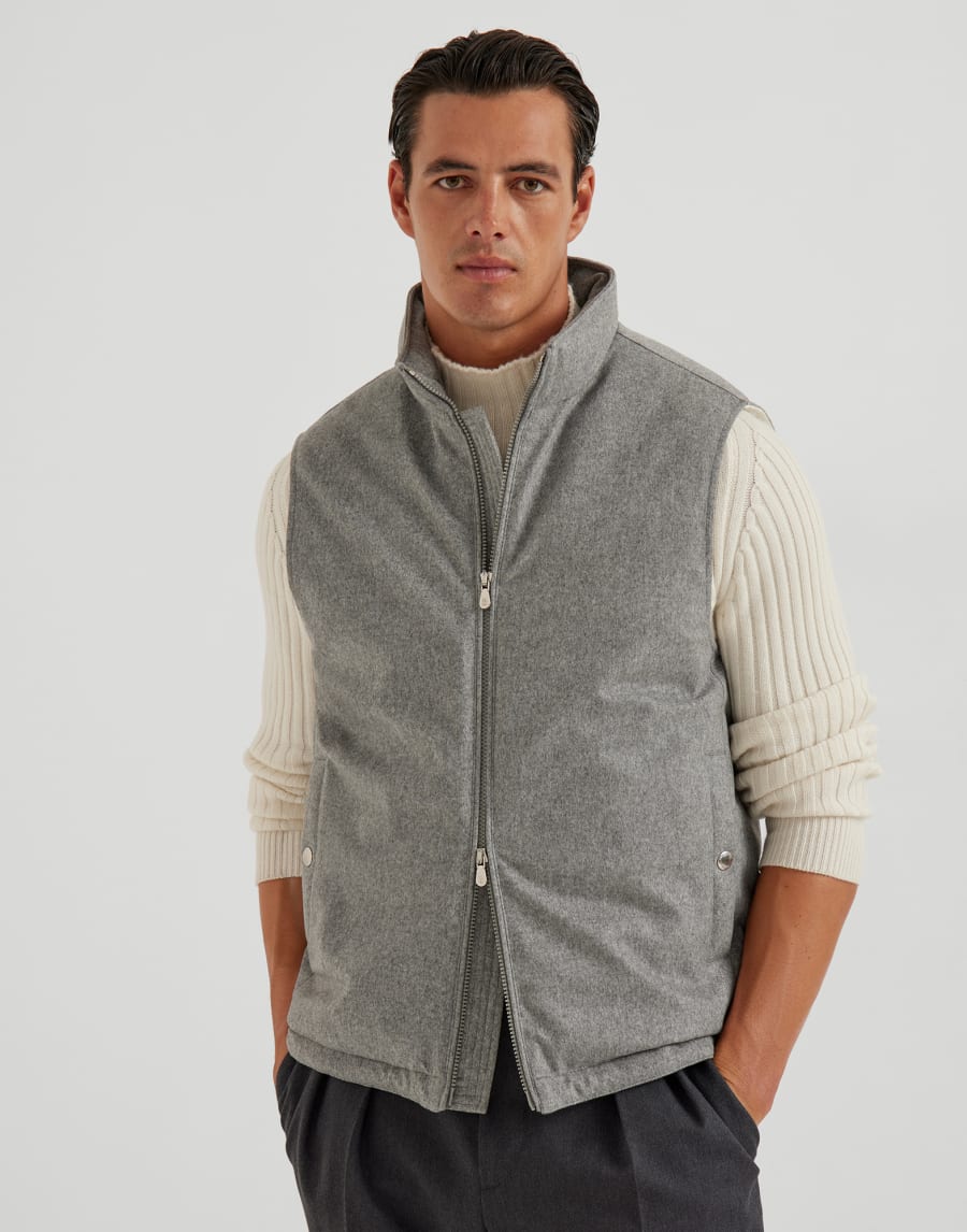 Bonded wool down vest Grey Man - Brunello Cucinelli