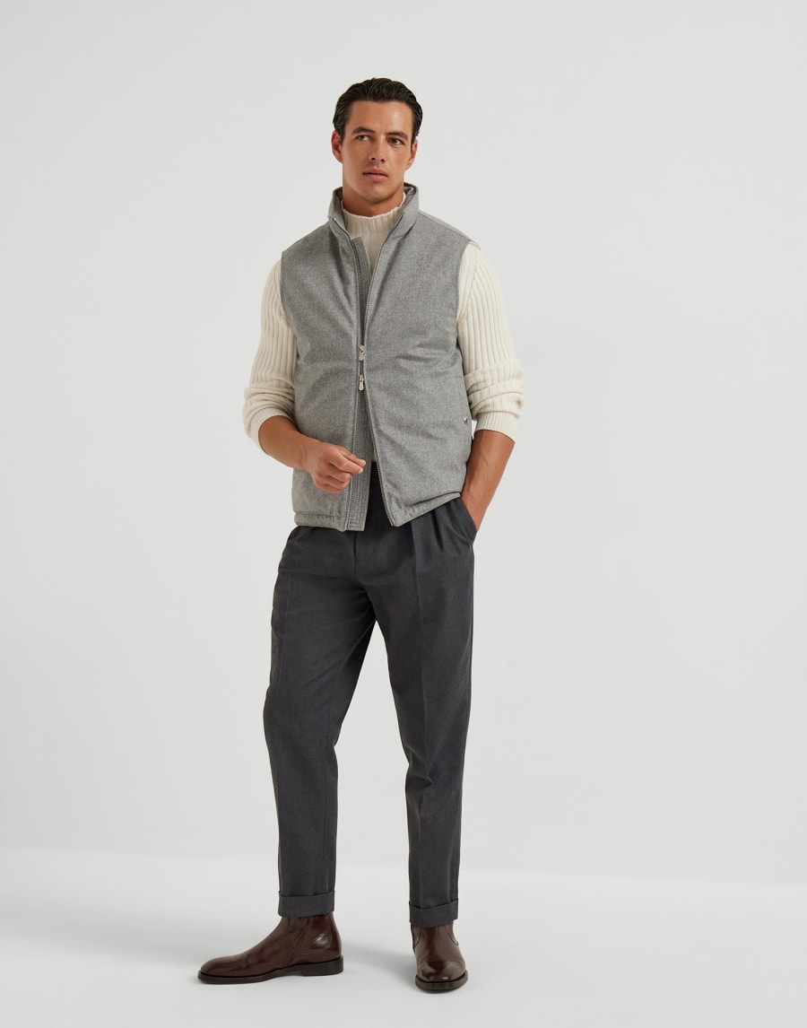Bonded wool down vest Grey Man - Brunello Cucinelli