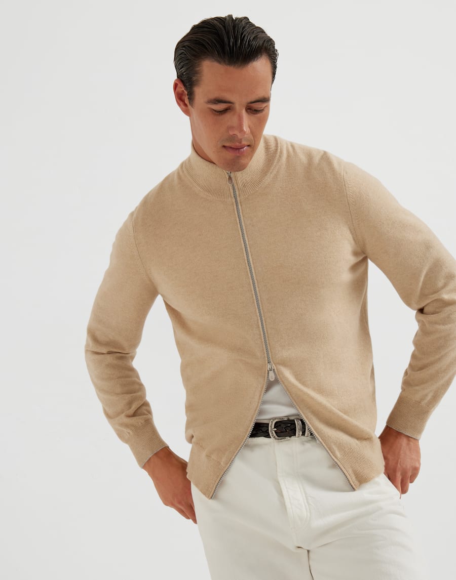 Zip-front cardigan Natural Man - Brunello Cucinelli