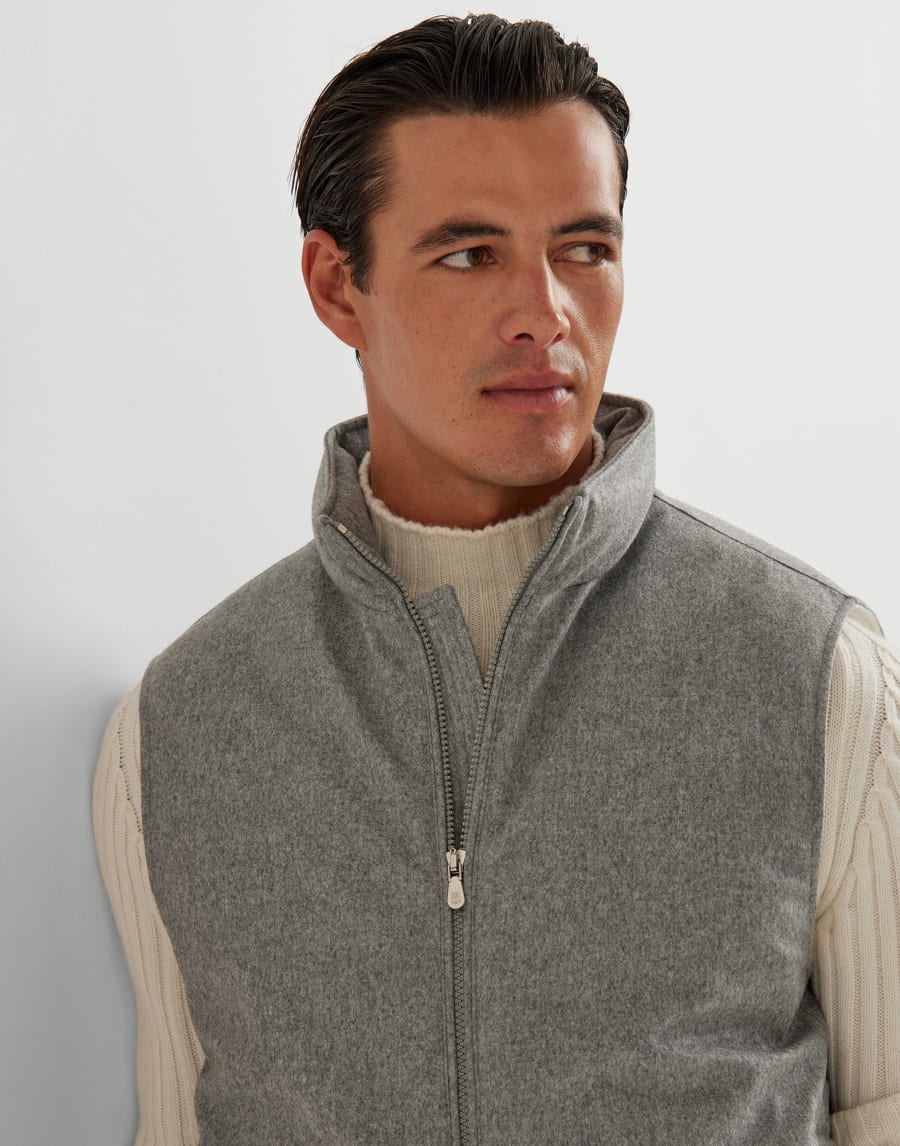 Bonded wool down vest Grey Man - Brunello Cucinelli