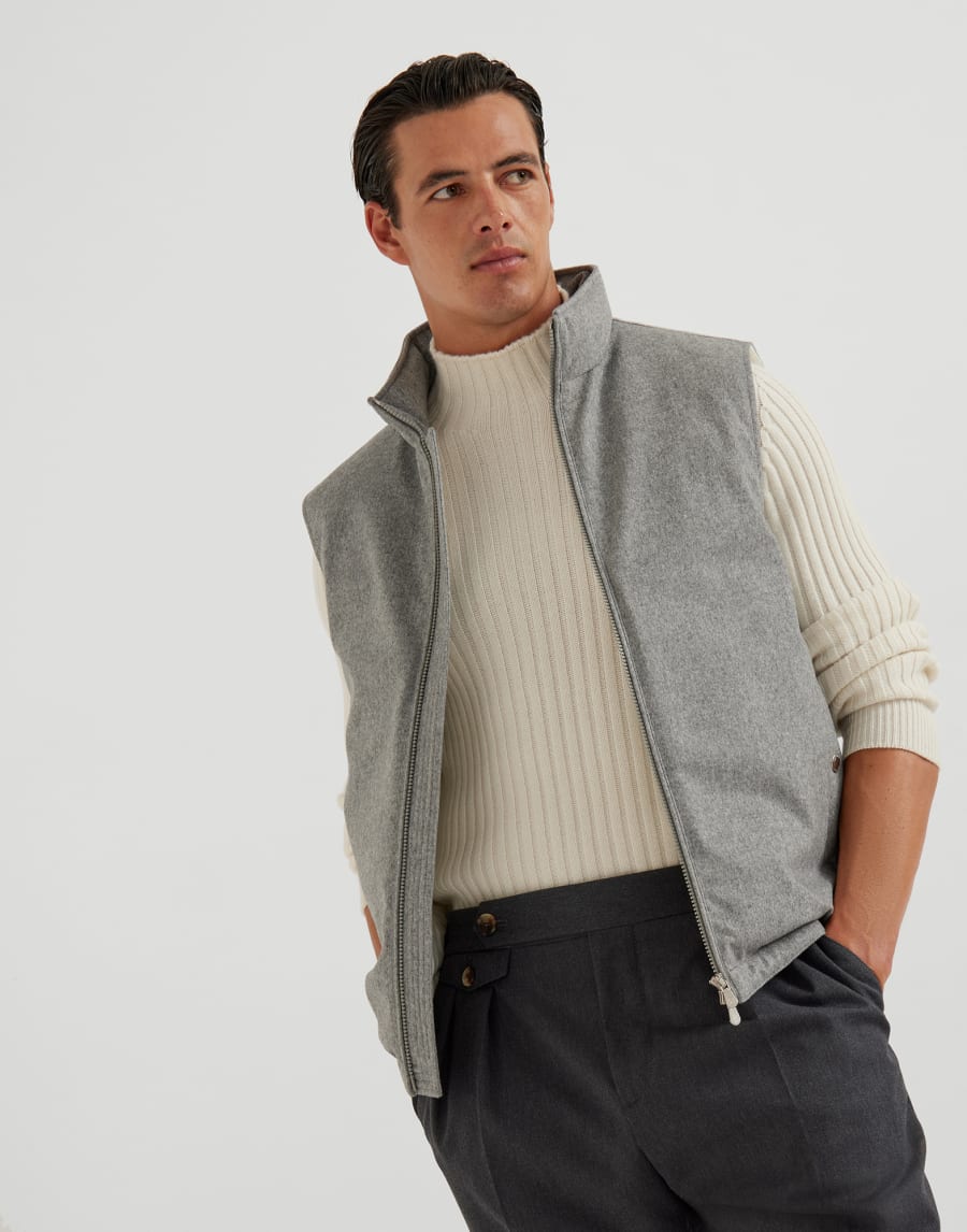 Bonded wool down vest Grey Man - Brunello Cucinelli