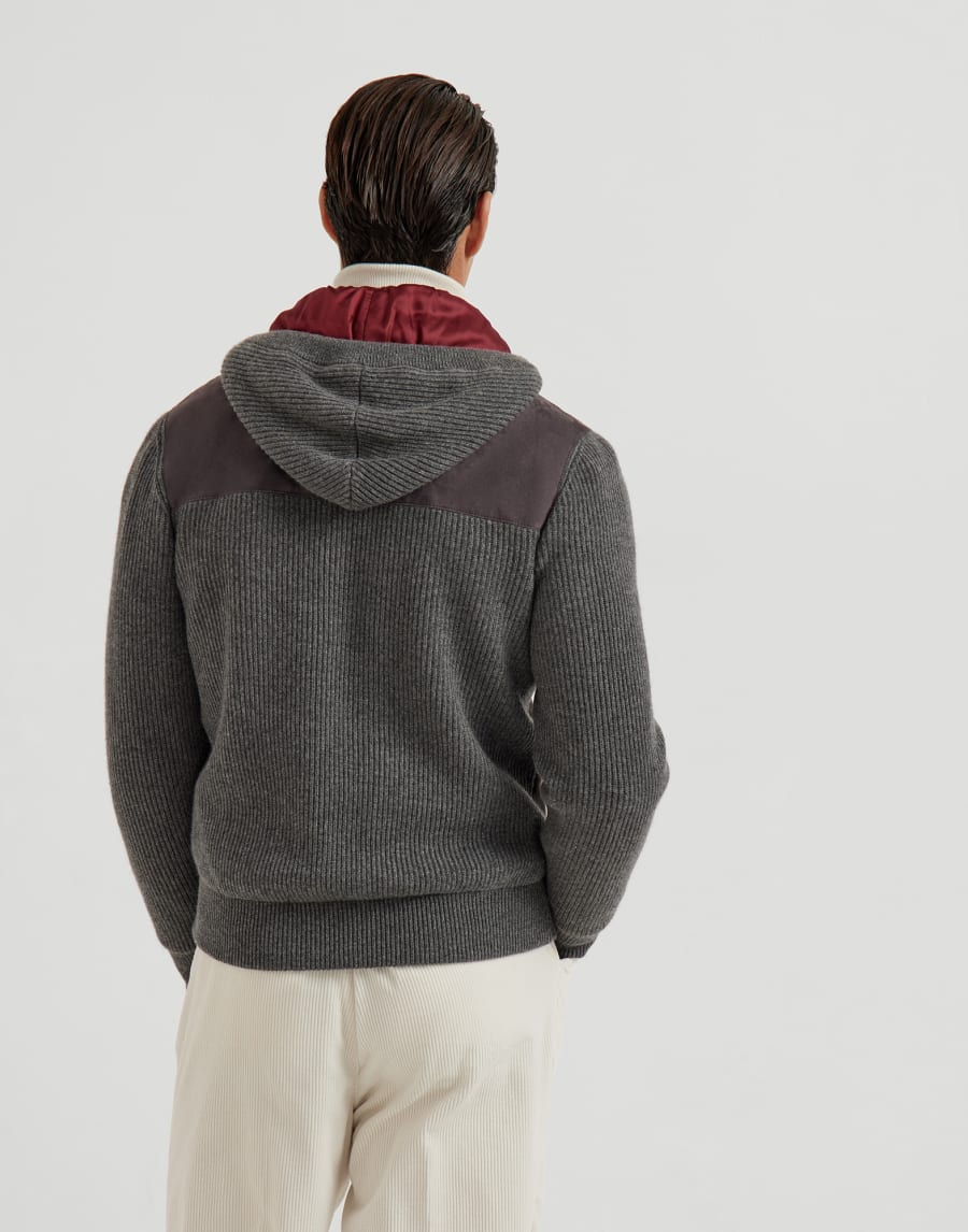 Suede bomber jacket with quilting Slate Man - Brunello Cucinelli