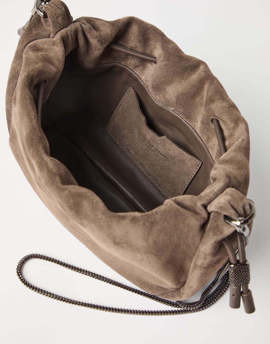 Mini sac seau Mellow en daim Marron Clair Femme - Brunello Cucinelli