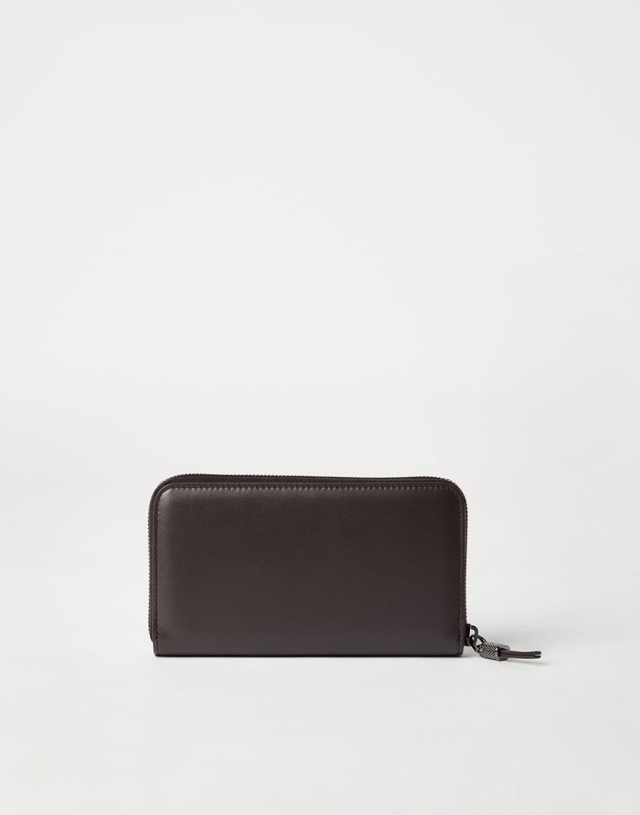 Calfskin wallet with monili Rust Brown Woman - Brunello Cucinelli