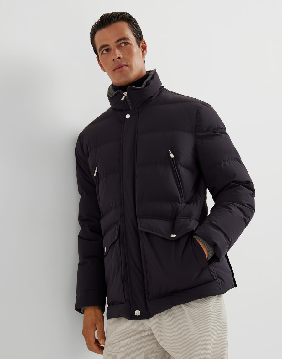 Taffeta down jacket Navy Blue Man - Brunello Cucinelli