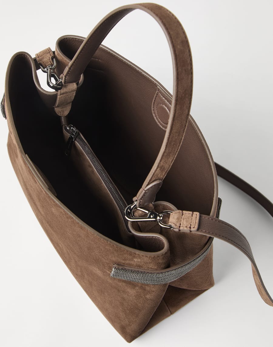 Suede Top-Handle Essence bag Bark Woman - Brunello Cucinelli