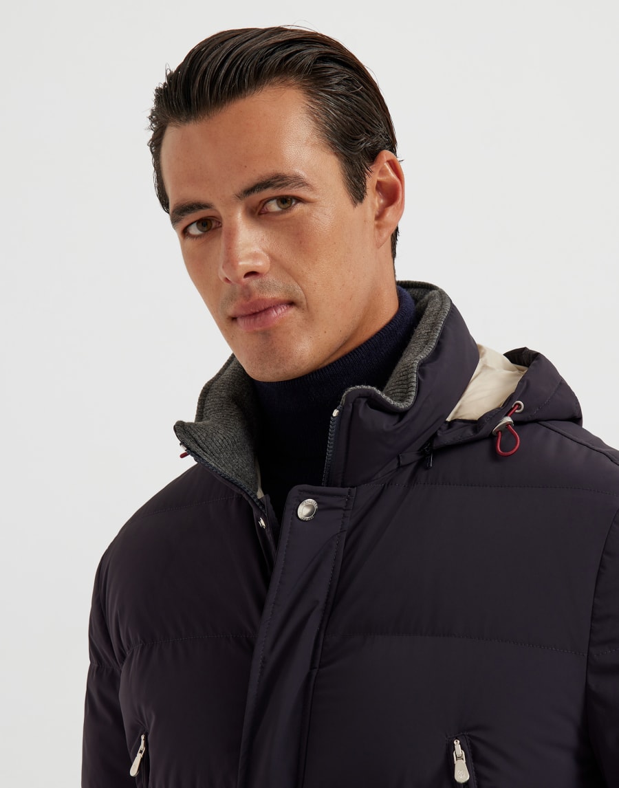 Daunenjacke aus Taft Navy-Blau Herren - Brunello Cucinelli