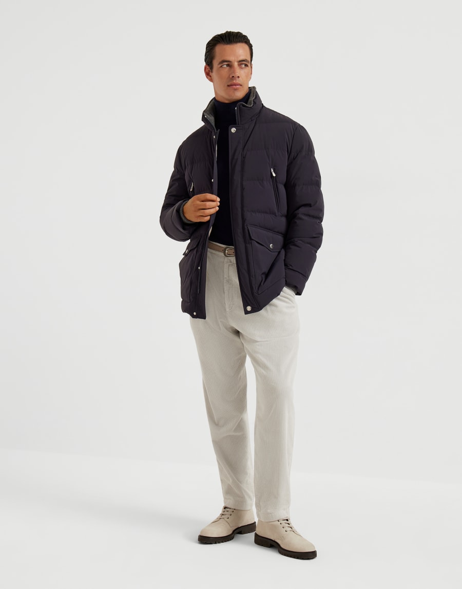 Daunenjacke aus Taft Navy-Blau Herren - Brunello Cucinelli