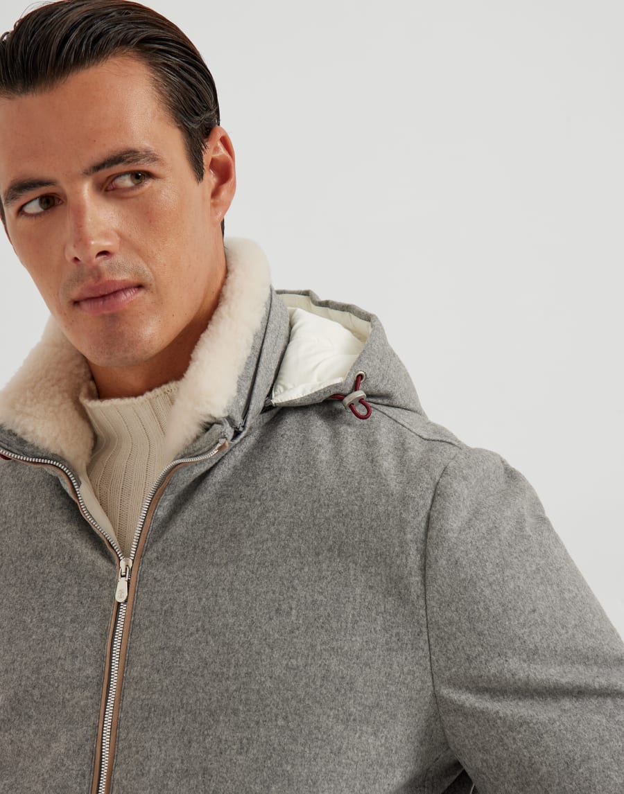 Down jacket with detachable hood Light Grey Man - Brunello Cucinelli
