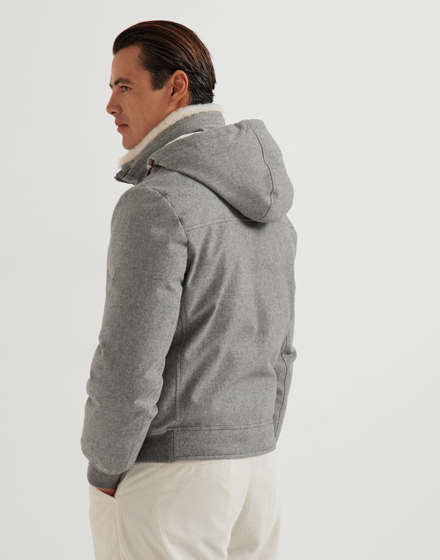 Down jacket with detachable hood Light Grey Man - Brunello Cucinelli