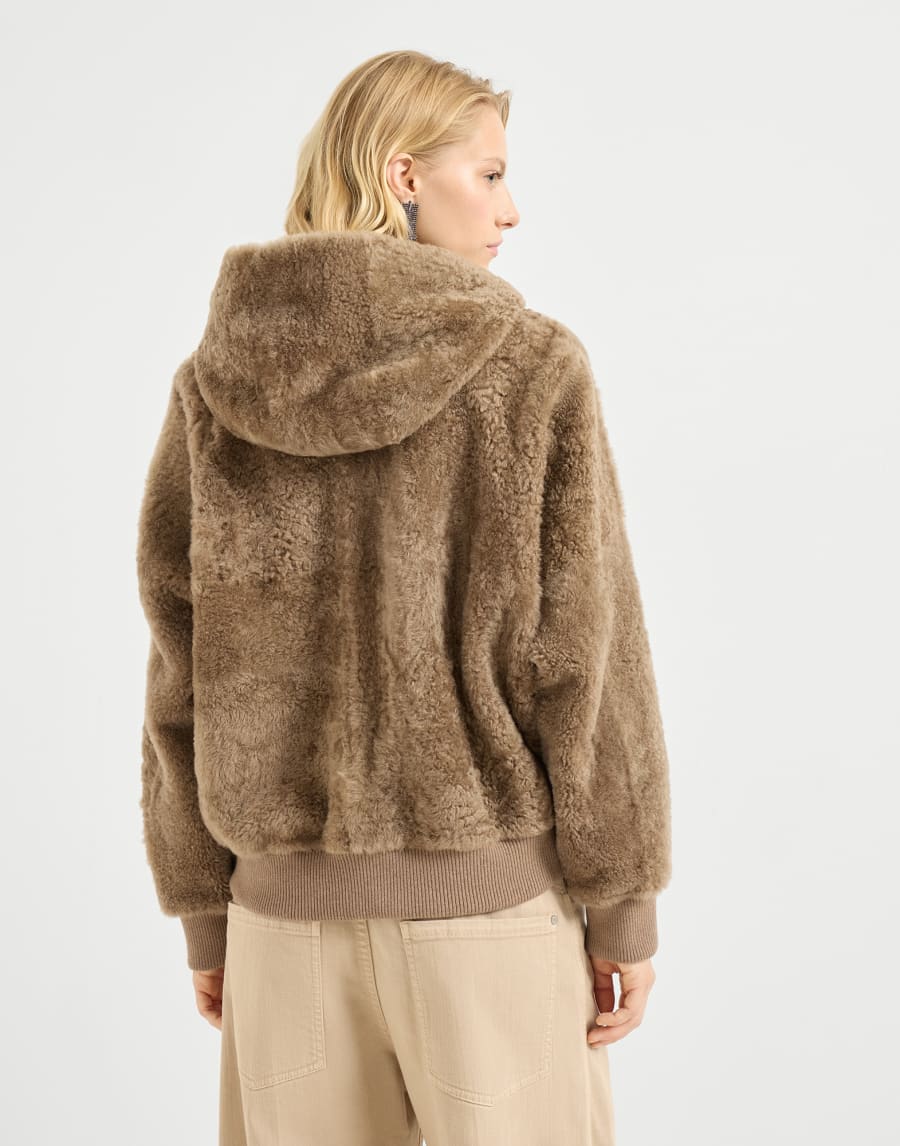 Fuzzy shearling outerwear jacket Brown Woman - Brunello Cucinelli
