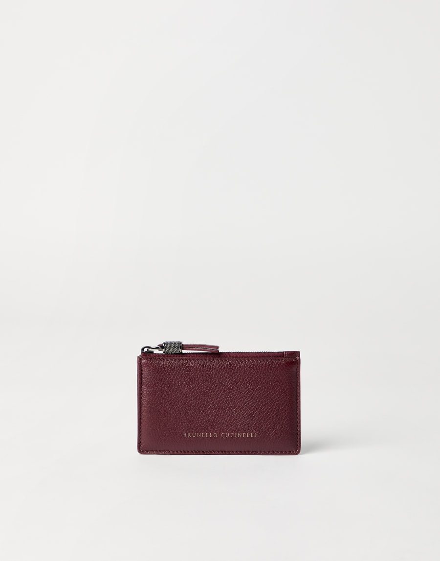 Leather card case with monili Amaranth Woman - Brunello Cucinelli