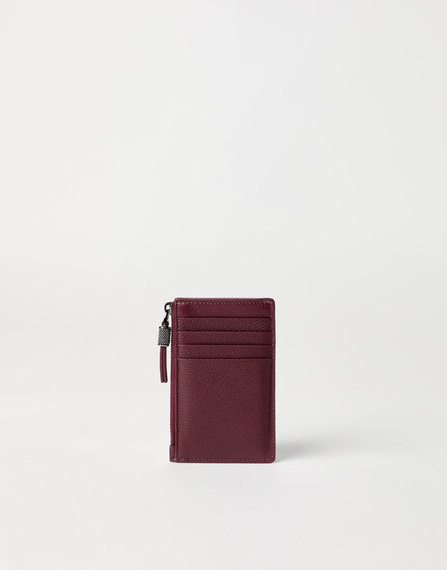Leather card case with monili Amaranth Woman - Brunello Cucinelli