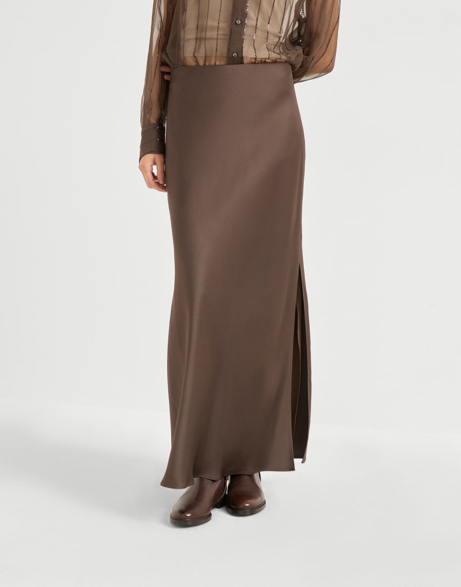 Fluid Bias-Cut skirt Brown Woman - Brunello Cucinelli